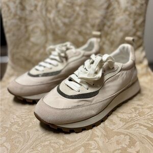 Brunello Cucinelli authentic Cream with suede and monelli Sneakers